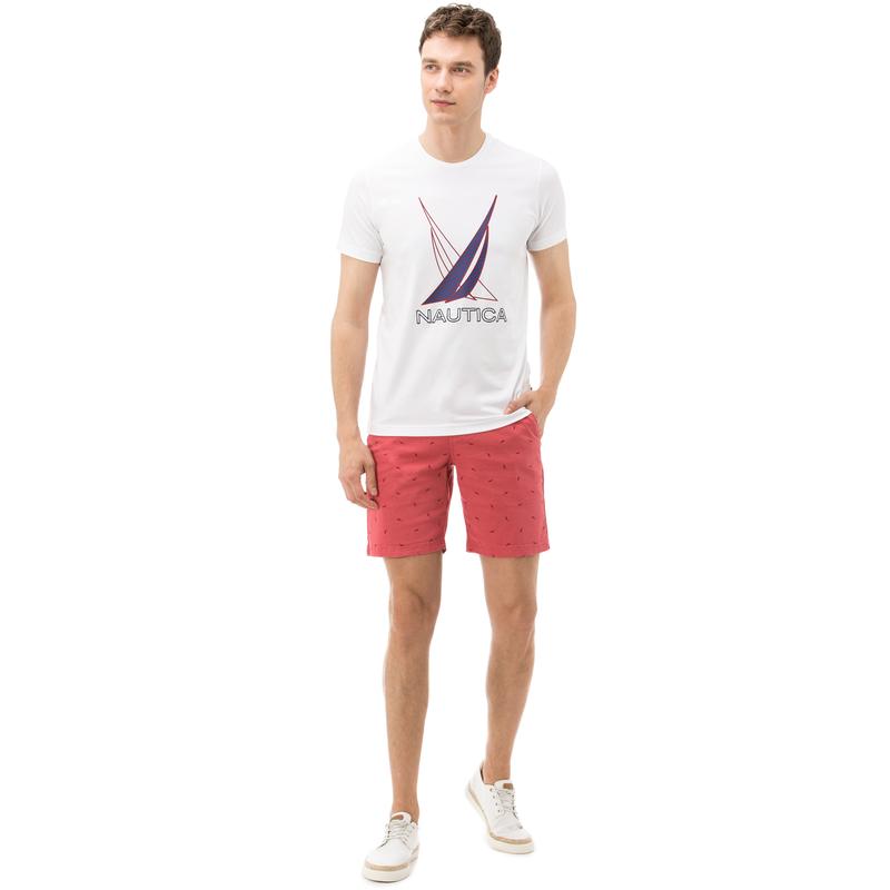NAUTICA ERKEK KIRMIZI BASKILI SLIM FIT BERMUDA