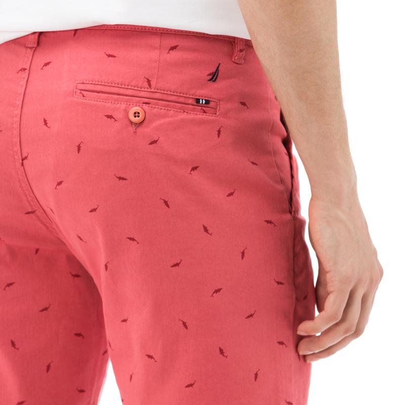 NAUTICA ERKEK KIRMIZI BASKILI SLIM FIT BERMUDA