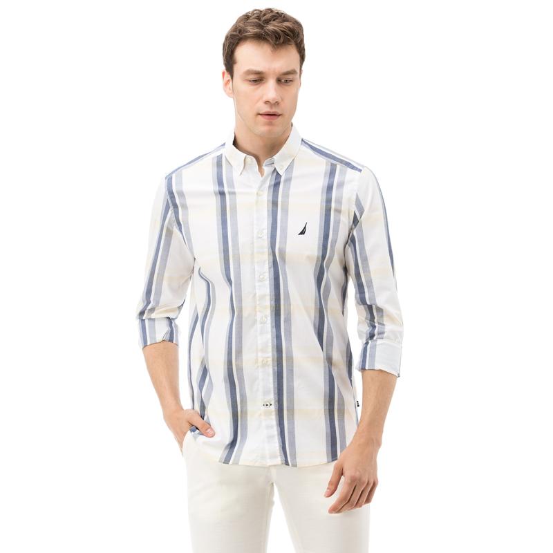 NAUTICA ERKEK SARI EKOSELİ UZUN KOLLU SLIM FIT GÖMLEK