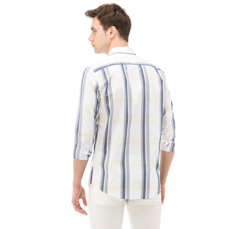 NAUTICA ERKEK SARI EKOSELİ UZUN KOLLU SLIM FIT GÖMLEK