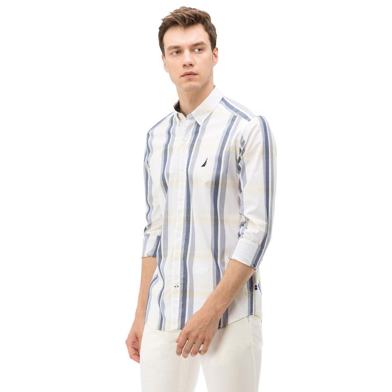 NAUTICA ERKEK SARI EKOSELİ UZUN KOLLU SLIM FIT GÖMLEK