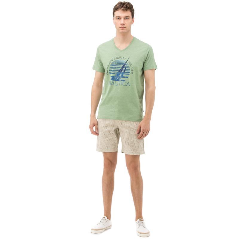 NAUTICA ERKEK AÇIK GRİ BASKILI SLIM FIT BERMUDA