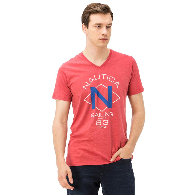 NAUTICA ERKEK KIRMIZI KISA KOLLU SLIM FIT T-SHIRT