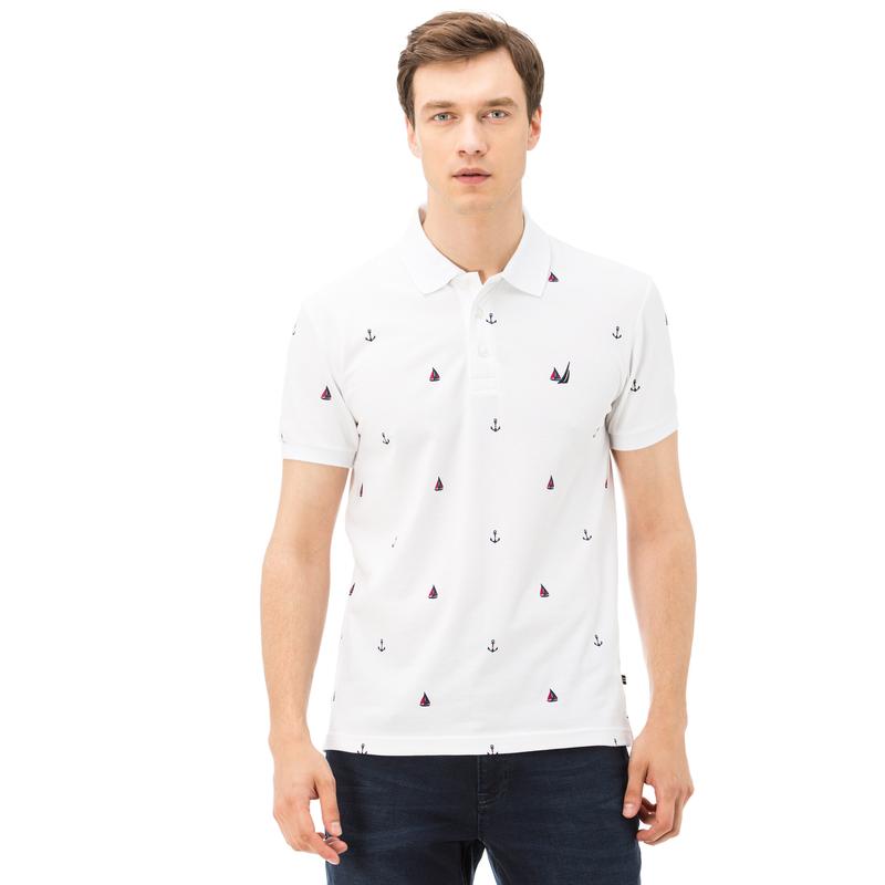 NAUTICA ERKEK BEYAZ KISA KOLLU SLIM FIT POLO