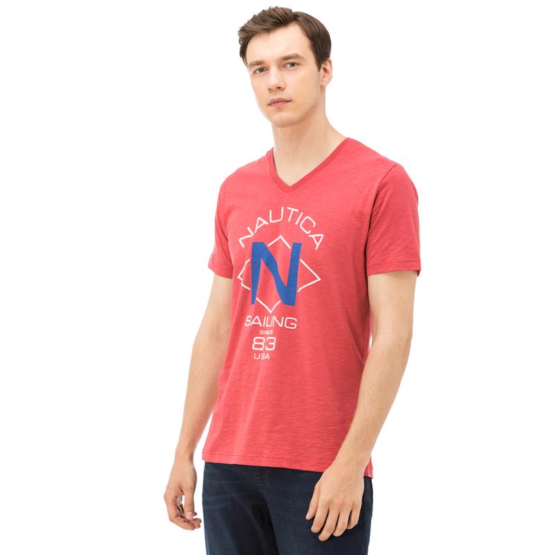 NAUTICA ERKEK KIRMIZI KISA KOLLU SLIM FIT T-SHIRT