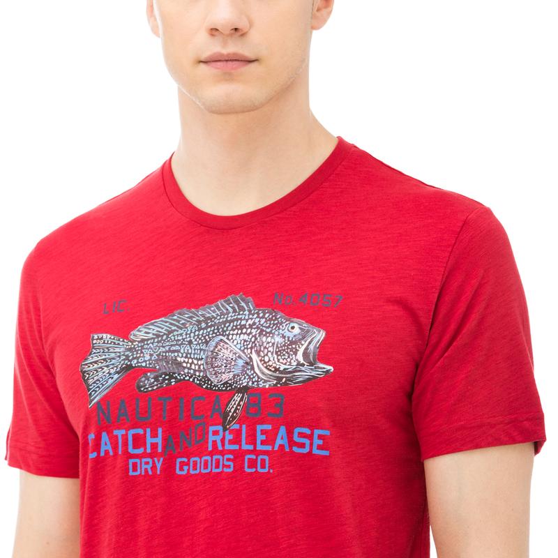 NAUTICA ERKEK KIRMIZI BİSİKLET YAKA KISA KOLLU SLIM FIT T-SHIRT