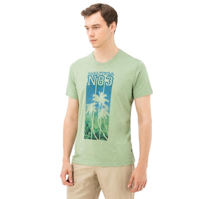 NAUTICA ERKEK YEŞİL BİSİKLET YAKA KISA KOLLU SLIM FIT T-SHIRT