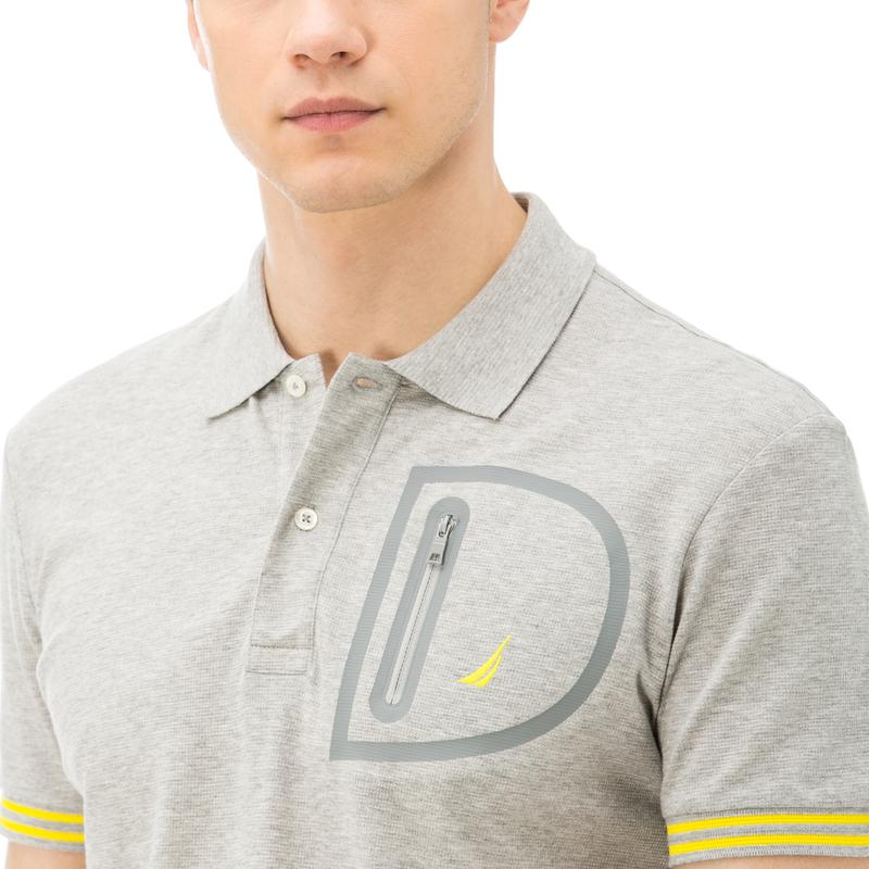 NAUTICA ERKEK GRİ KISA KOLLU CEP DETAYLI SLIM FIT POLO