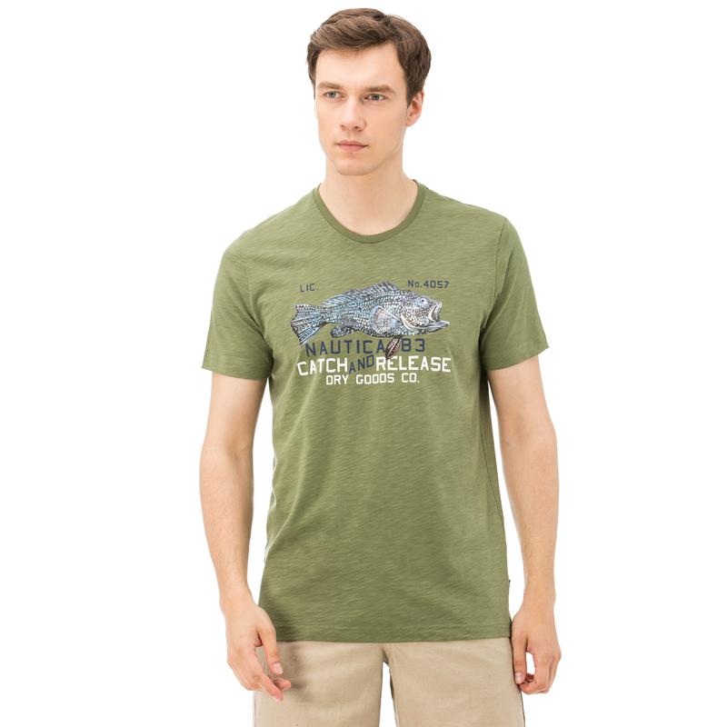 NAUTICA ERKEK YEŞİL BİSİKLET YAKA KISA KOLLU SLIM FIT T-SHIRT