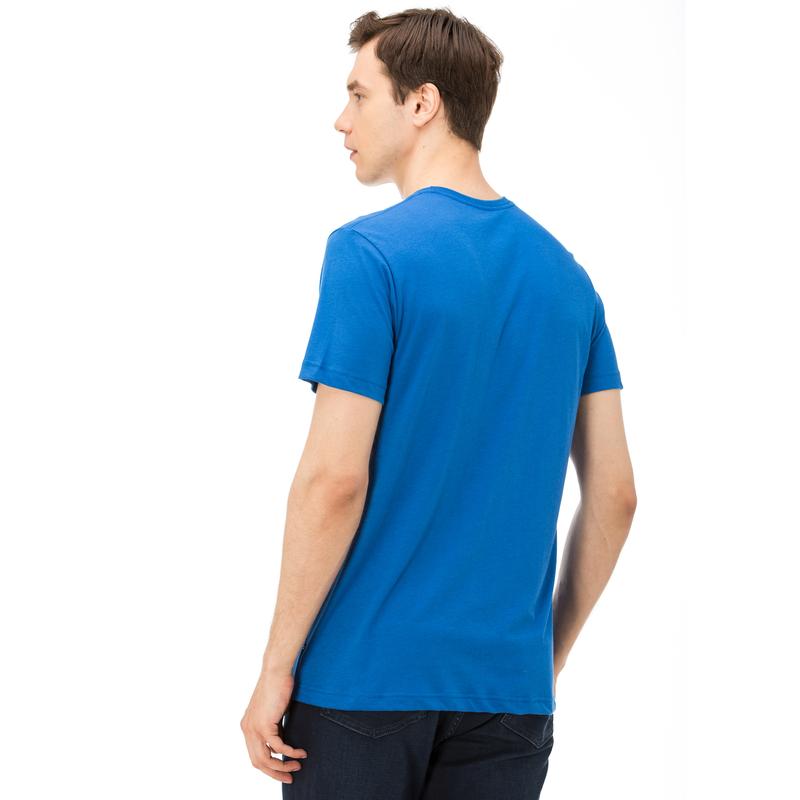 NAUTICA ERKEK MAVİ BİSİKLET YAKA KISA KOLLU SLIM FIT T-SHIRT
