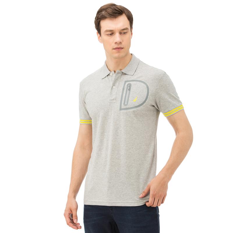 NAUTICA ERKEK GRİ KISA KOLLU CEP DETAYLI SLIM FIT POLO