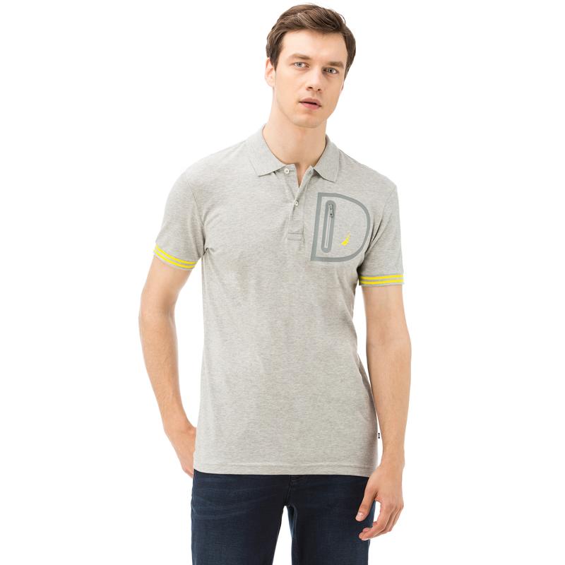 NAUTICA ERKEK GRİ KISA KOLLU CEP DETAYLI SLIM FIT POLO