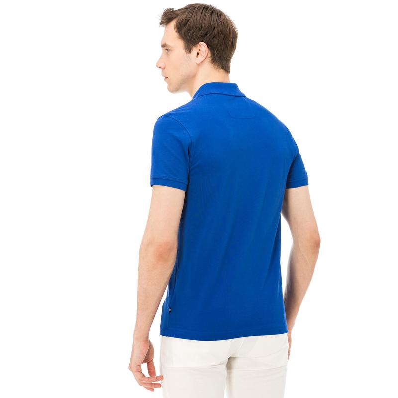 NAUTICA ERKEK MAVİ KISA KOLLU SLIM FIT POLO