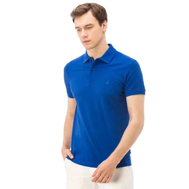 NAUTICA ERKEK MAVİ KISA KOLLU SLIM FIT POLO