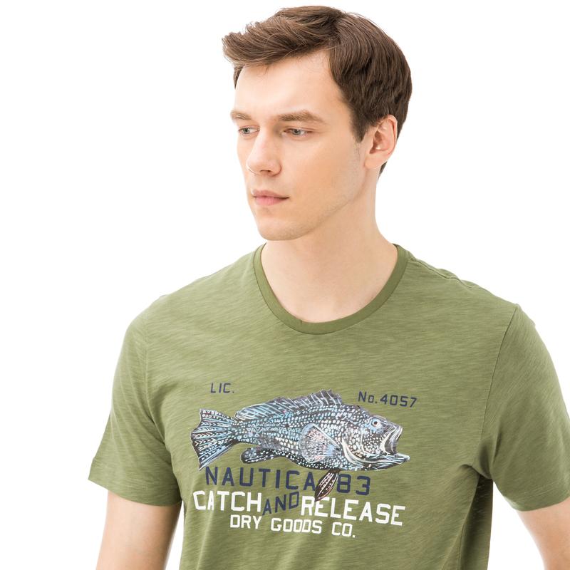 NAUTICA ERKEK YEŞİL BİSİKLET YAKA KISA KOLLU SLIM FIT T-SHIRT