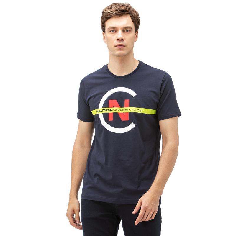 NAUTICA ERKEK LACİVERT BİSİKLET YAKA KISA KOLLU SLIM FIT T-SHIRT