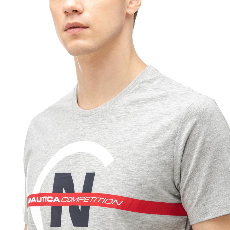 NAUTICA ERKEK GRİ BİSİKLET YAKA KISA KOLLU SLIM FIT T-SHIRT