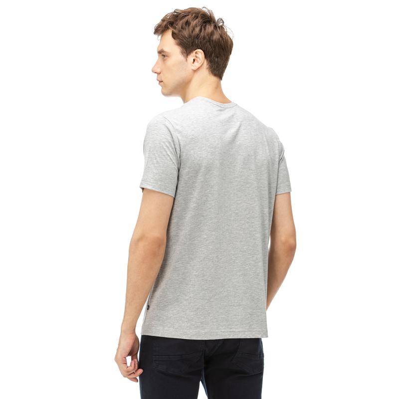 NAUTICA ERKEK GRİ BİSİKLET YAKA KISA KOLLU SLIM FIT T-SHIRT