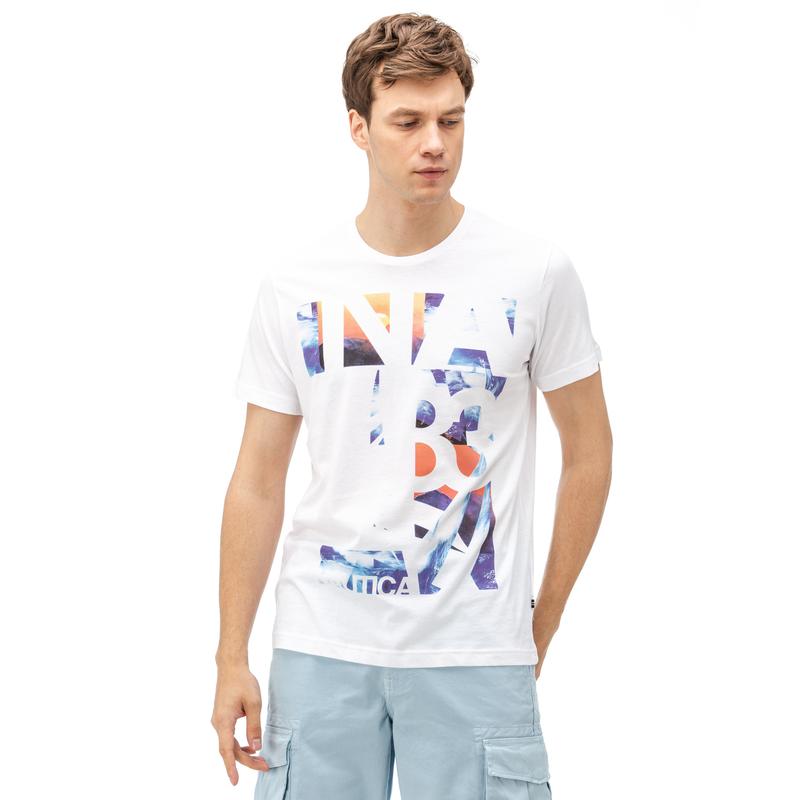 NAUTICA ERKEK BEYAZ BİSİKLET YAKA KISA KOLLU SLIM FIT T-SHIRT