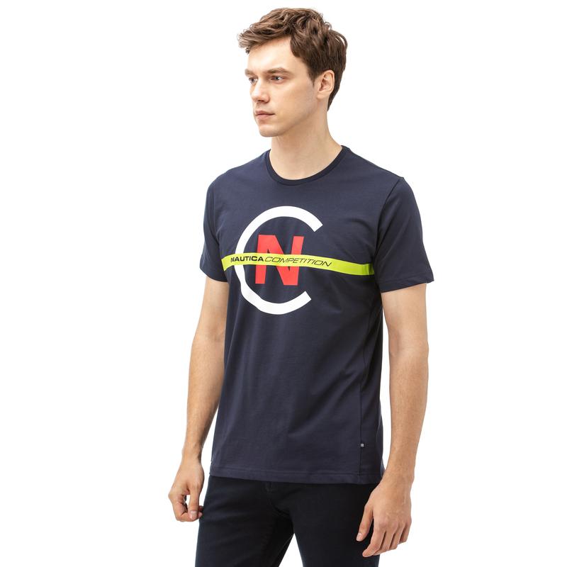 NAUTICA ERKEK LACİVERT BİSİKLET YAKA KISA KOLLU SLIM FIT T-SHIRT