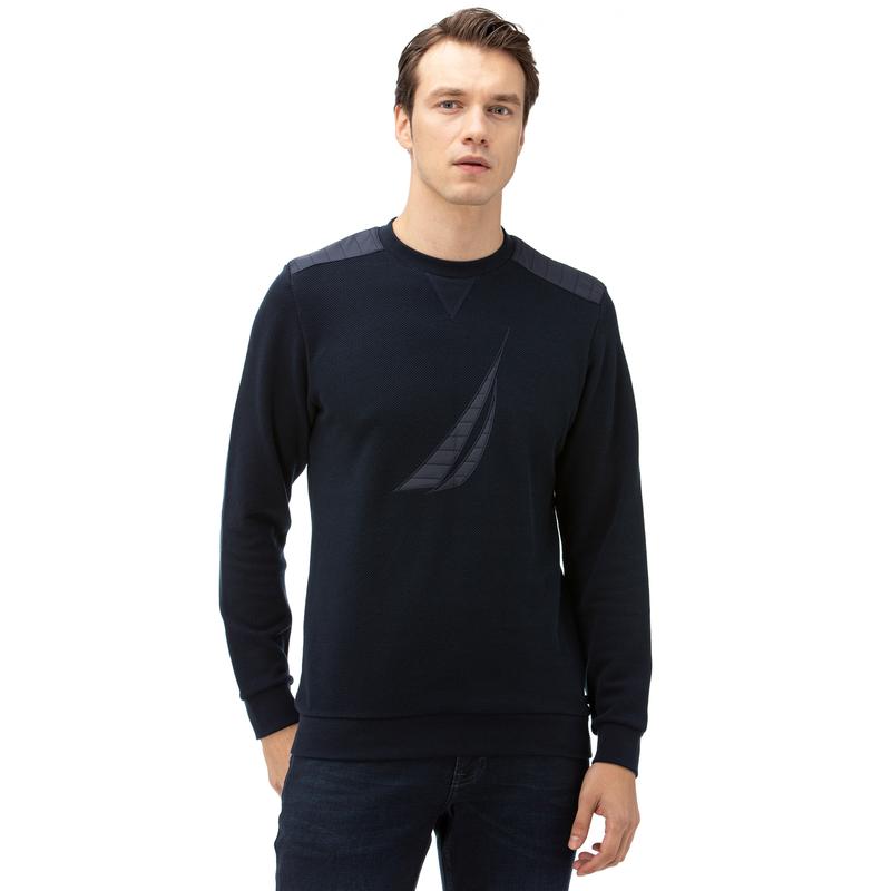 NAUTICA Erkek Lacivert Baskılı Sweatshirt