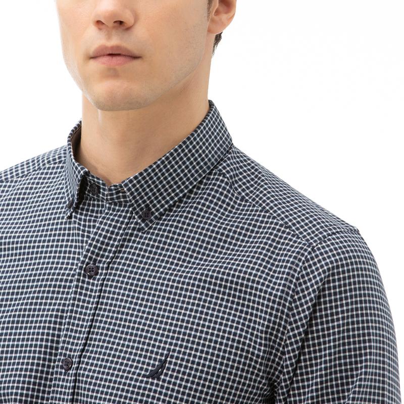 NAUTICA Erkek Lacivert Slim Fit Kareli Gömlek