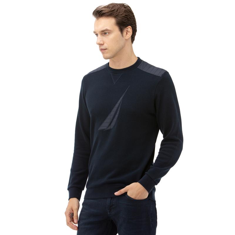 NAUTICA Erkek Lacivert Baskılı Sweatshirt