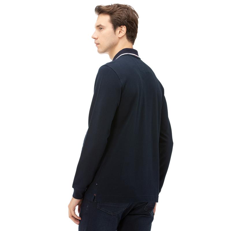 NAUTICA Erkek Lacivert Classic Fit Uzun Kollu Polo