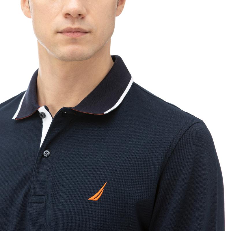 NAUTICA Erkek Lacivert Classic Fit Uzun Kollu Polo