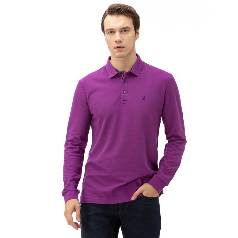 NAUTICA ERKEK MOR CLASSIC FIT UZUN KOLLU POLO
