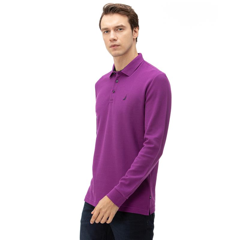 NAUTICA ERKEK MOR CLASSIC FIT UZUN KOLLU POLO