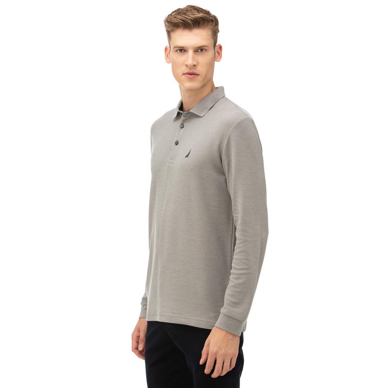 NAUTICA ERKEK GRİ CLASSIC FIT UZUN KOLLU POLO