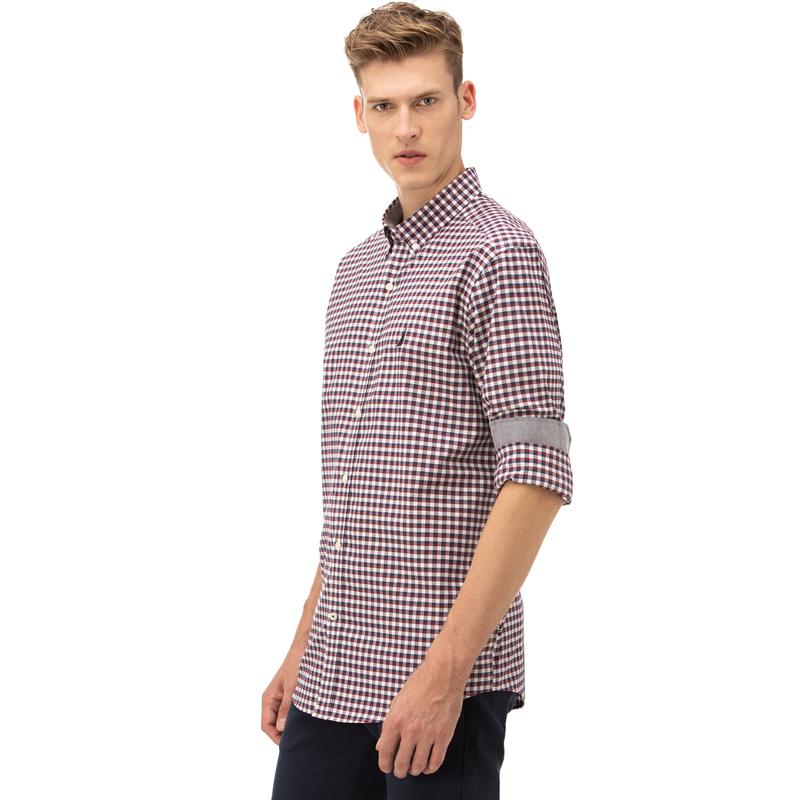NAUTICA ERKEK CLASSIC FIT BORDO EKOSELİ GÖMLEK