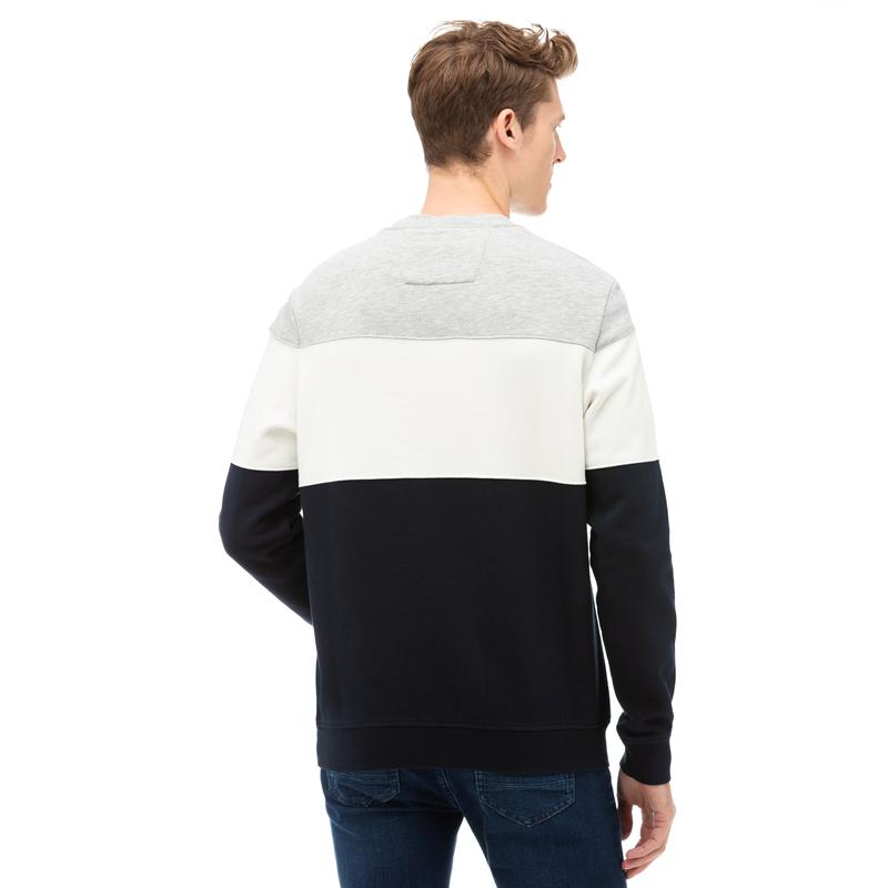 NAUTICA Erkek Lacivert Blok Desenli Sweatshirt
