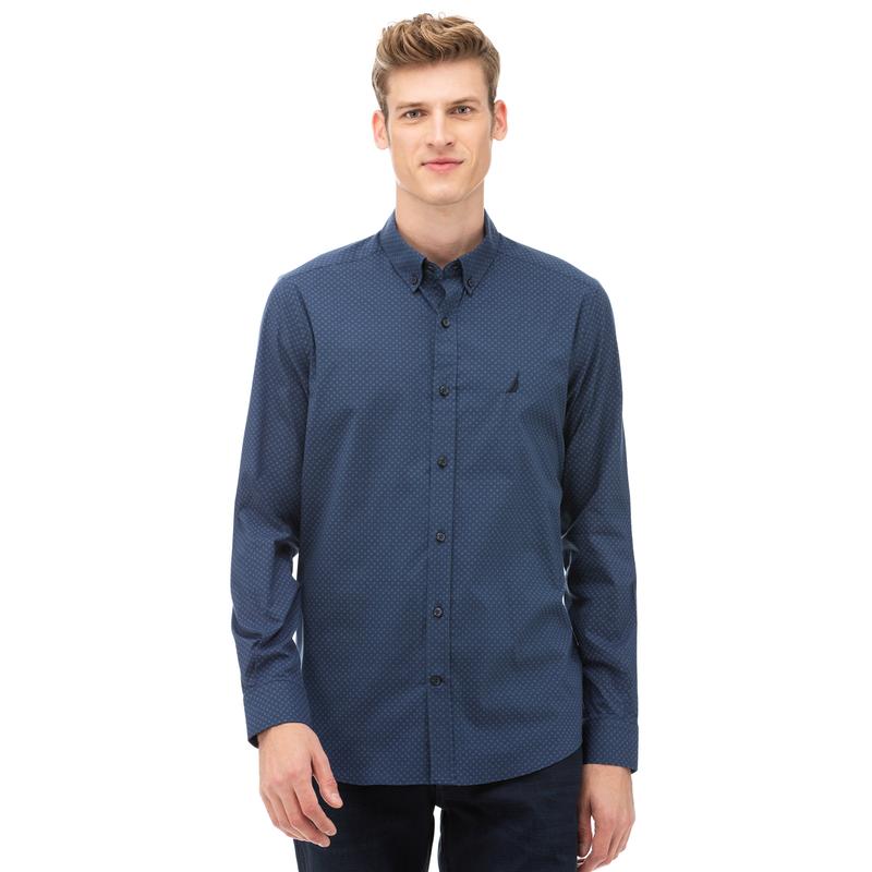 NAUTICA Erkek Lacivert Slim Fit Gömlek