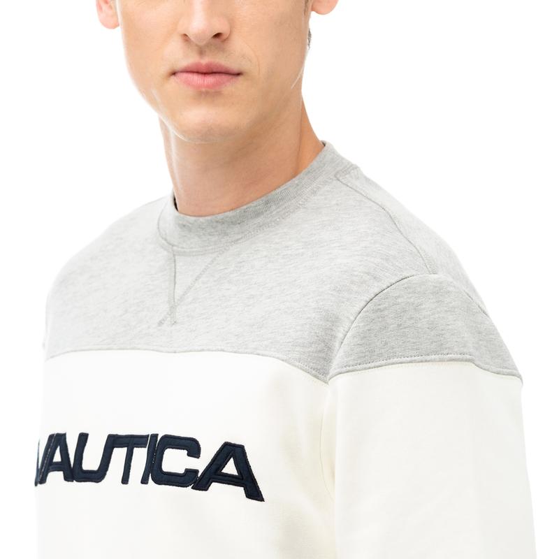 NAUTICA Erkek Gri Blok Desenli Sweatshirt