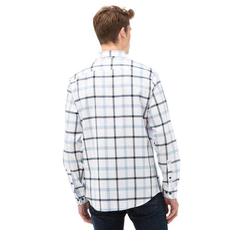 NAUTICA Erkek Lacivert Slim Fit Kareli Gömlek