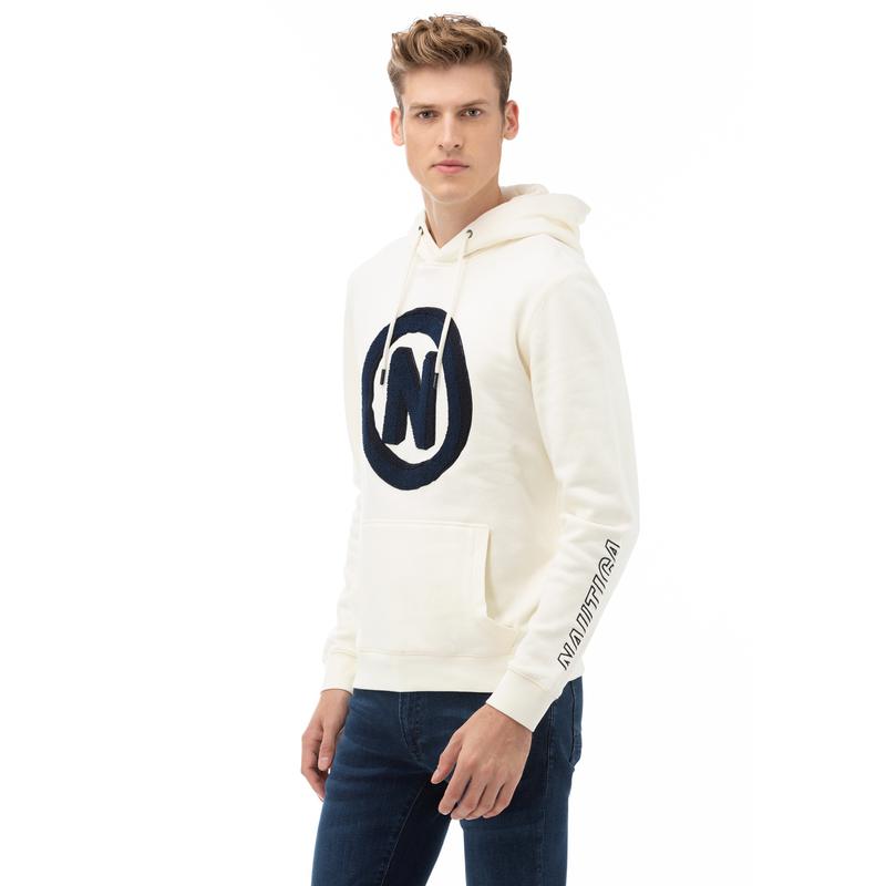 NAUTICA Erkek Krem Baskılı Sweatshirt