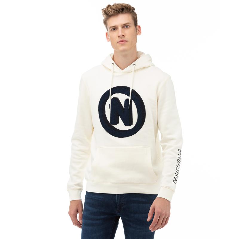 NAUTICA Erkek Krem Baskılı Sweatshirt