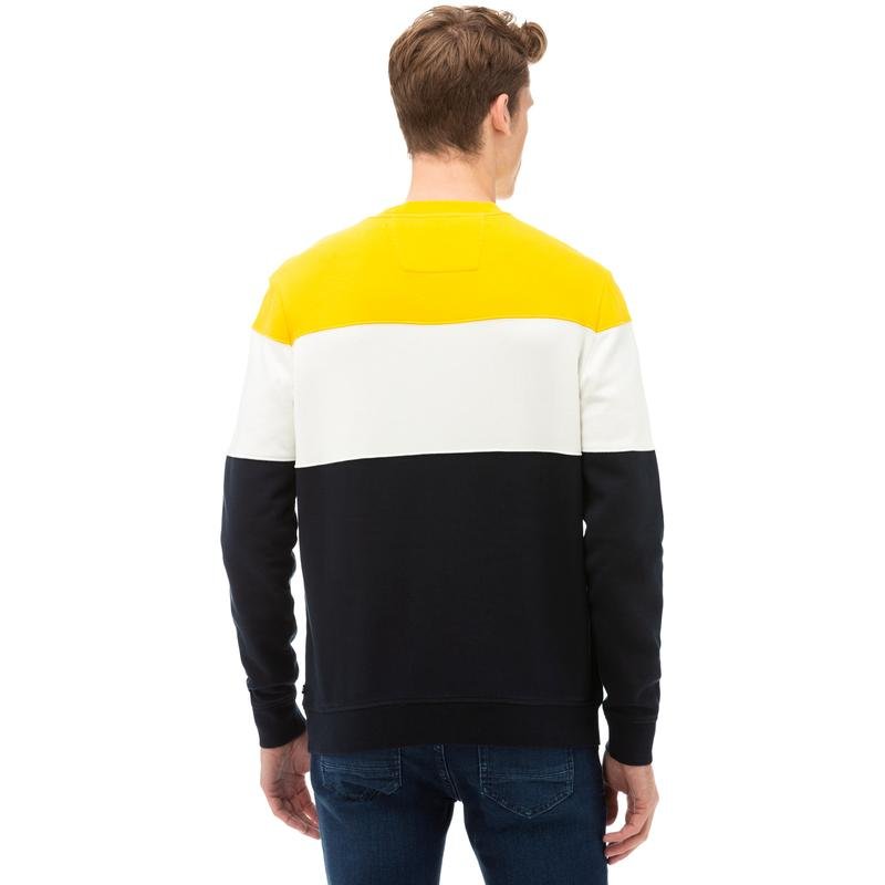 NAUTICA Erkek Sarı Blok Desenli Sweatshirt