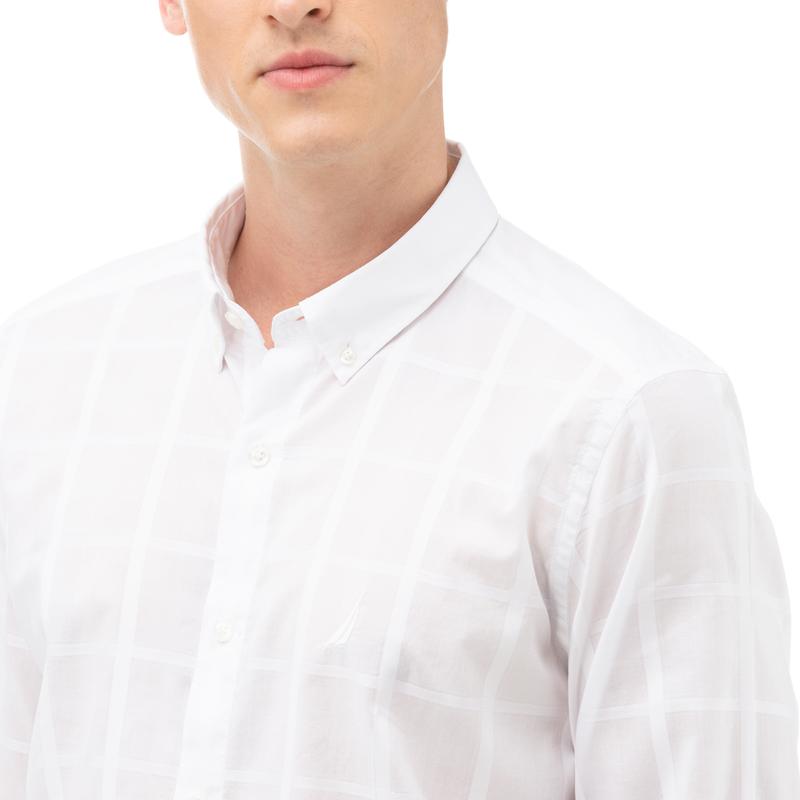 NAUTICA Erkek Beyaz Slim Fit Kareli Gömlek
