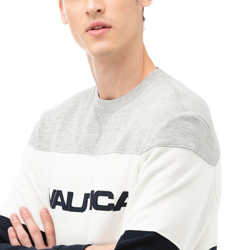 NAUTICA Erkek Lacivert Blok Desenli Sweatshirt