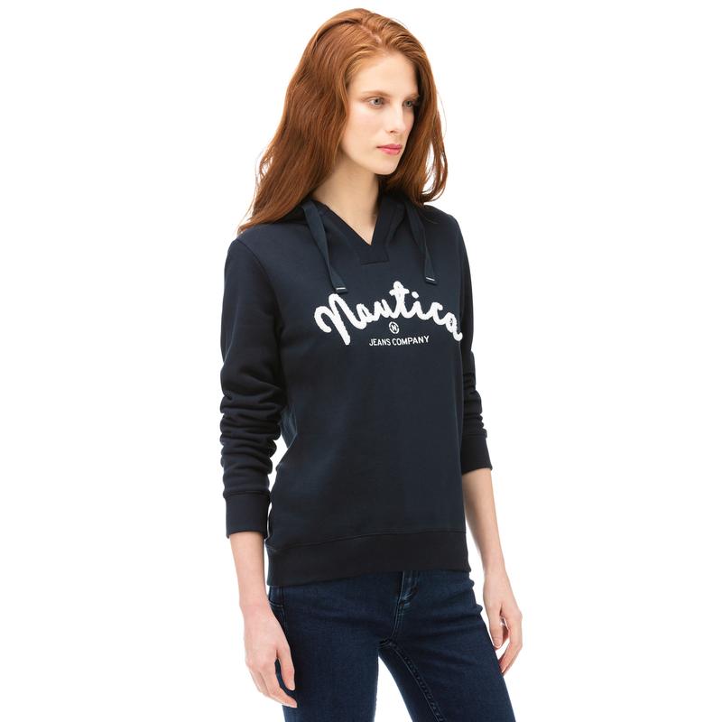 NAUTICA Kadın Lacivert Baskılı Sweatshirt