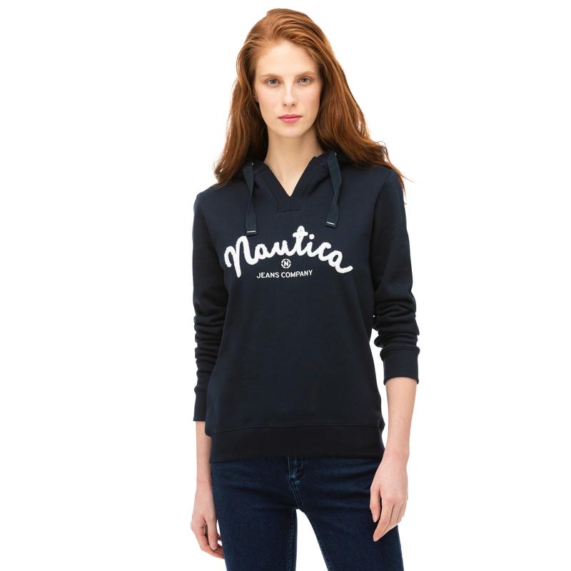 NAUTICA Kadın Lacivert Baskılı Sweatshirt