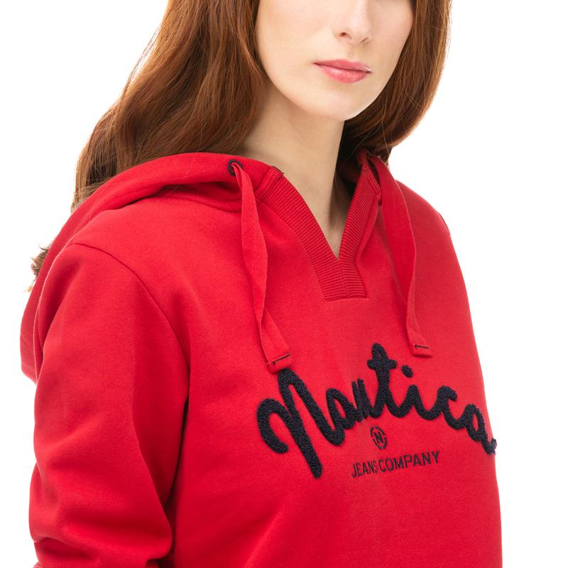 NAUTICA KADIN KIRMIZI BASKILI SWEATSHIRT