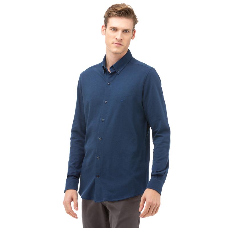 NAUTICA Erkek Lacivert Slim Fit Gömlek