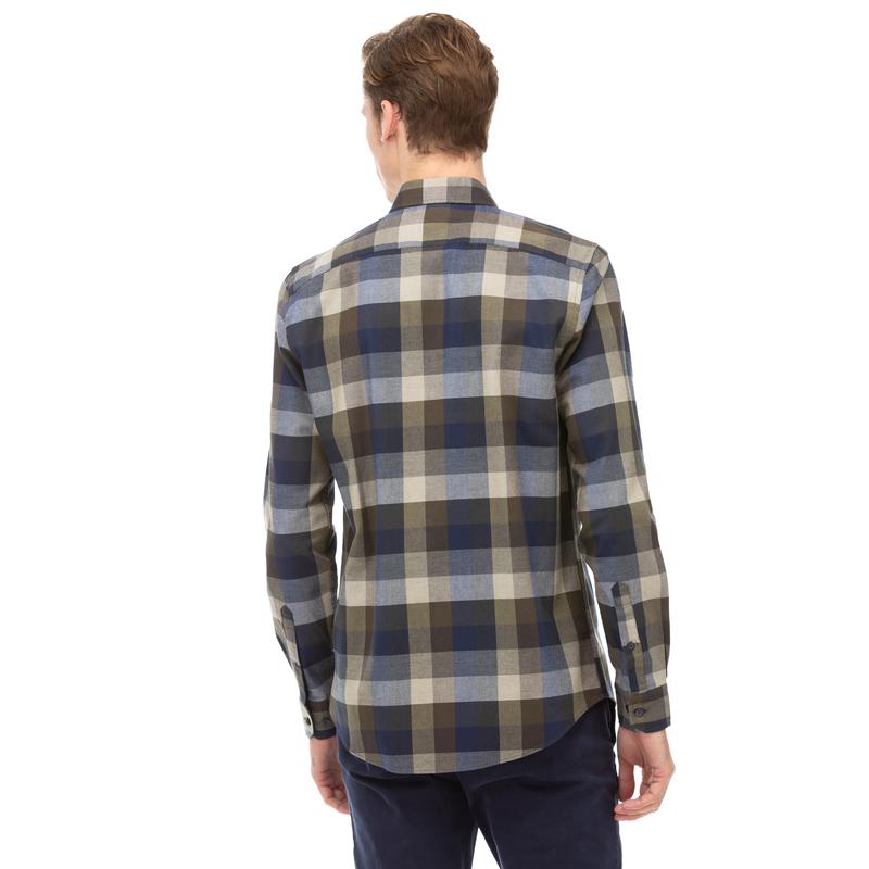 NAUTICA Erkek Yeşil Slim Fit Kareli Gömlek