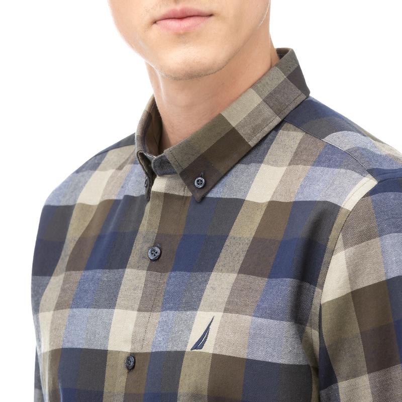NAUTICA Erkek Yeşil Slim Fit Kareli Gömlek