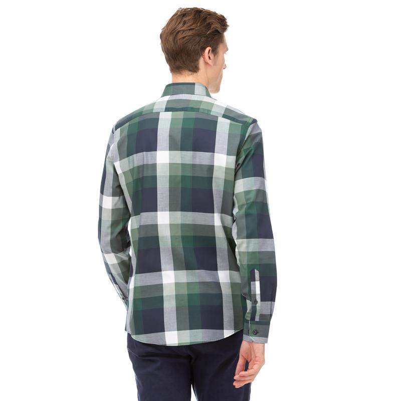 NAUTICA Erkek Yeşil Slim Fit Kareli Gömlek