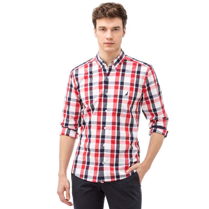 NAUTICA ERKEK SLIM FIT KIRMIZI GÖMLEK